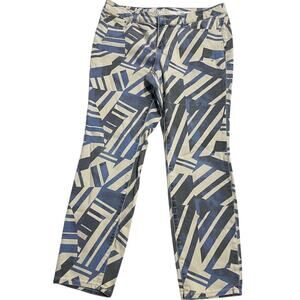 DKNY Jeans Jeggings Abstract Pattern Women's Size 12 Blue White Stretch J4210036
